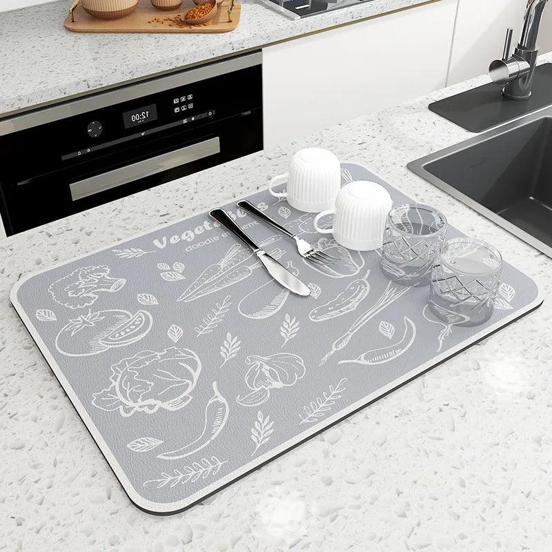 Super Absorbent Large Kitchen Absorbent Mat Antiskid Draining Coffee Dish Drying Mat Quick Dry Bathroom Drain Pad Tableware Mat - Outdoorsavage