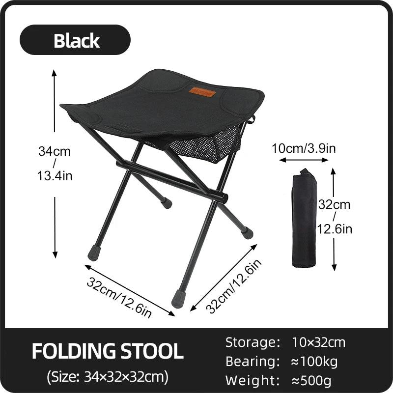 PACOONE Camping Portable Folding Stools Ultralight Aluminium Alloy Storage Chair MIni Fishing Chair Picnic Lighweight Furniture - Outdoorsavage