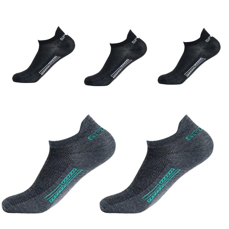 5 Pairs/Lot High Quality Men Ankle Socks Breathable Cotton Sports Mesh Casual Athletic Thin Cut Short Sokken Plus Size - Outdoorsavage