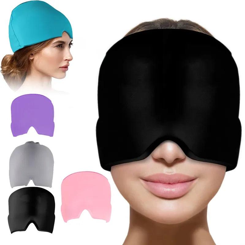 Form Fitting Gel Ice Headache Migraine Relief Hat Cold Compress Therapy Cap Ice Head Wrap Pack Mask for Tension Sinus Stress - Outdoorsavage