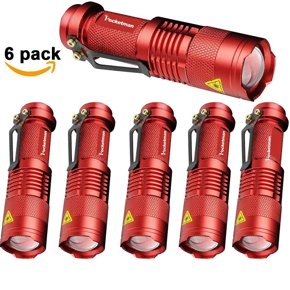 Powerful Tactical Flashlights Portable LED Camping Lamps 3 Modes Zoomable Torch Light Lanterns Self Defense 6pcs/Lot z50 - Outdoorsavage