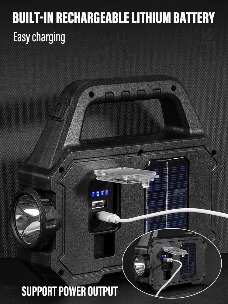 High Power Led Flashlights Rechargeable Camping Work Light Multi Functional Portable Light Solar Charging 6 Lighting Modes - Outdoorsavage