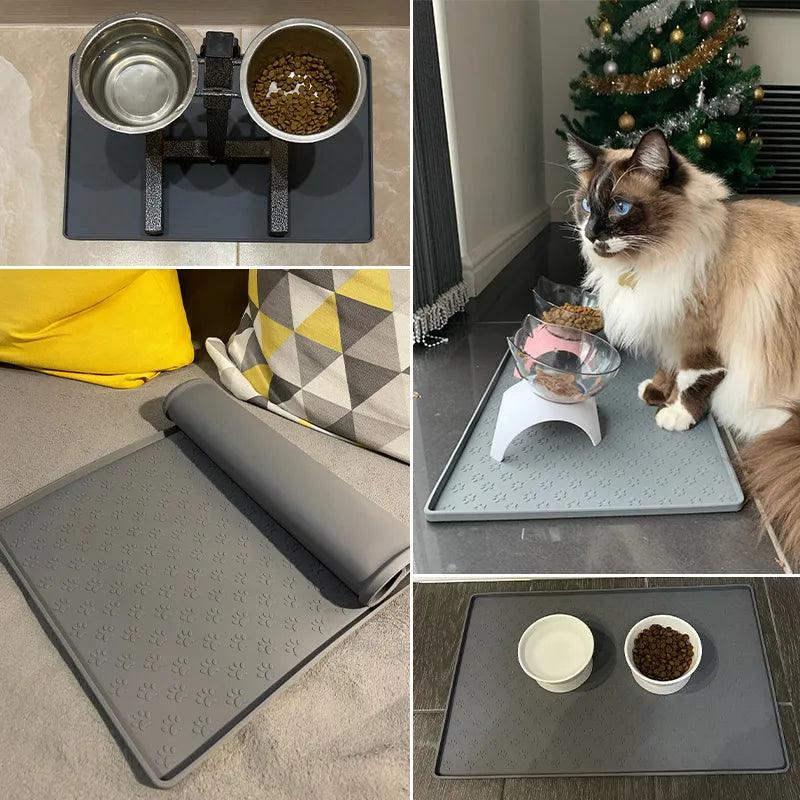 Pet Placemat Dog Food bowl Mat Cat Feed Mat Cat Dog Drinking Feeding Placemat Silicone Waterproof Pet Bowl Pad Feeder Mats - Outdoorsavage