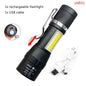 Built In Battery Q5 Portable Mini Led Flashlight Zoom Torch COB Lamp 2000 Lumens Adjustable Penlight Waterproof for Outdoor - Outdoorsavage