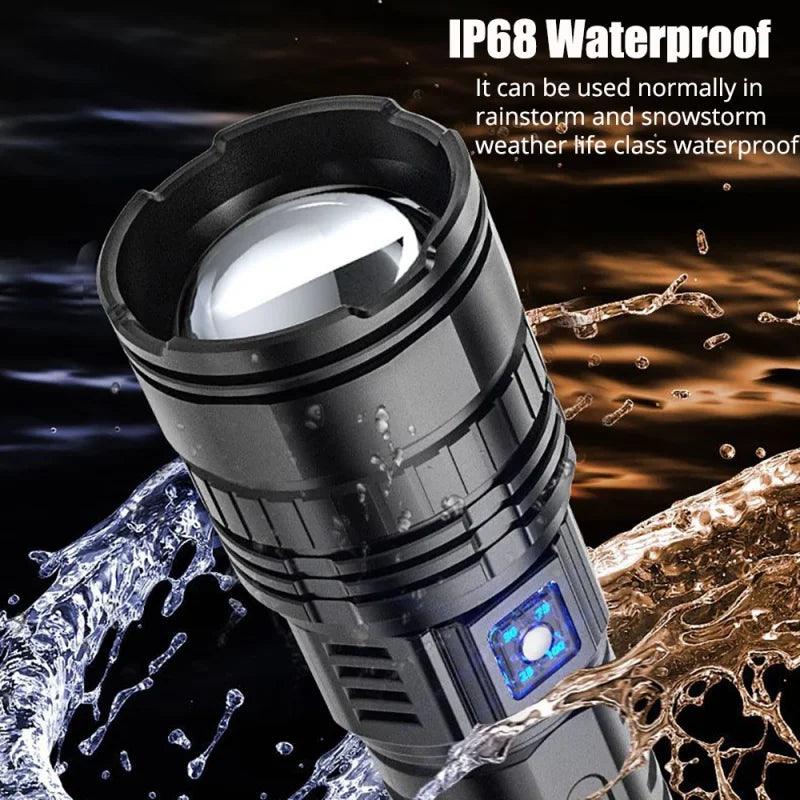 Built-in Battery Flash Light Emergency Spotlights 4km 10000LM 800W Most Powerful Led Flashlights Tactical 15000mah - Outdoorsavage