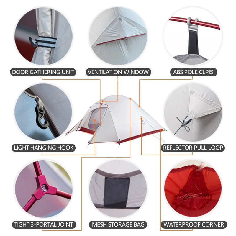 Naturehike Cloud Up compact, waterproof tent displayed in outdoor setting.