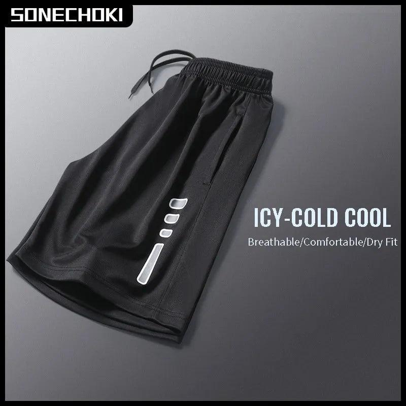 SONECHOKI Running Shorts Men Striped Printing Loose Basketball Sport Gym Breathable Shorts Fitness Training Workout Bottom Male - Outdoorsavage