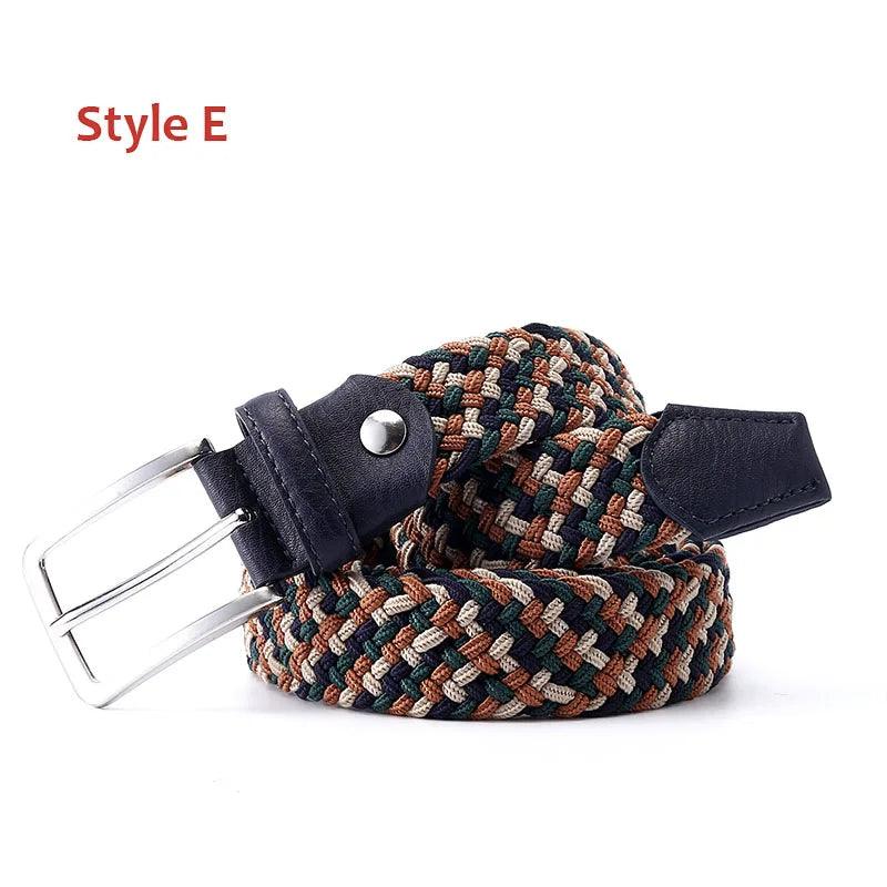 Stretch Canvas Leather Belts for Men Female Casual Knitted Woven Military Tactical Strap Male Elastic Belt for Pants Jeans - Outdoorsavage