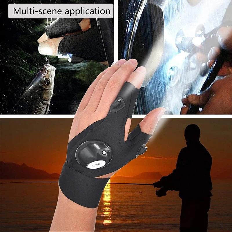 Fingerless Glove LED Flashlight Waterproof Torch Outdoor Tool Fishing Camping Hiking Survival Rescue Multi Light Tool - Outdoorsavage