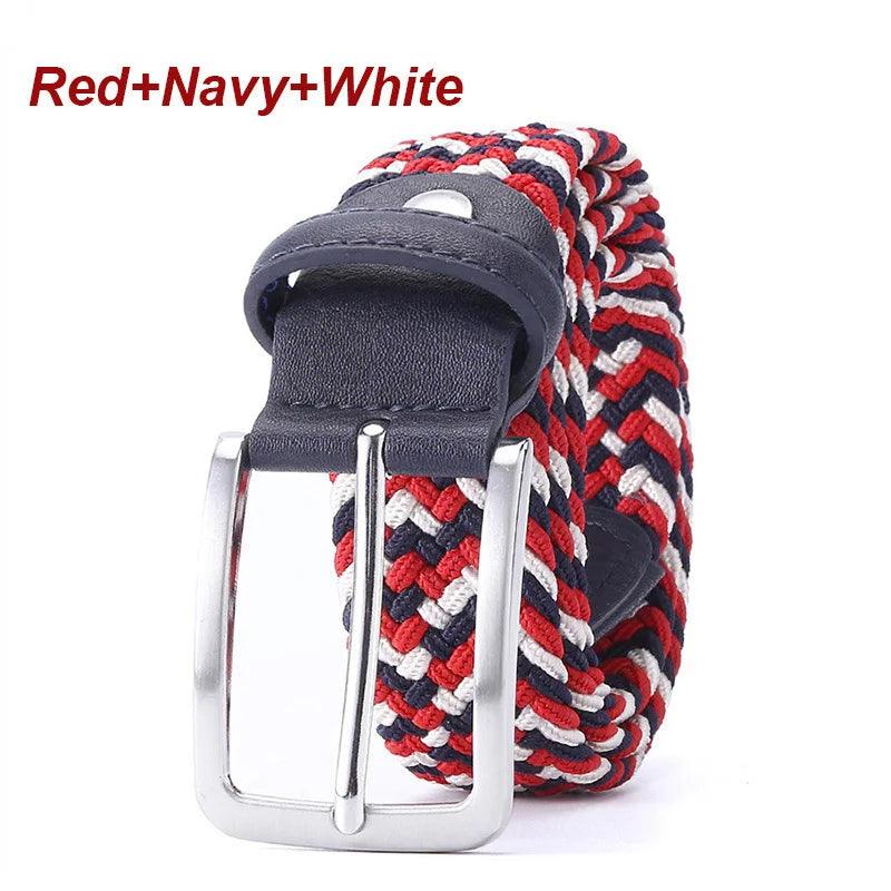 Stretch Canvas Leather Belts for Men Female Casual Knitted Woven Military Tactical Strap Male Elastic Belt for Pants Jeans - Outdoorsavage