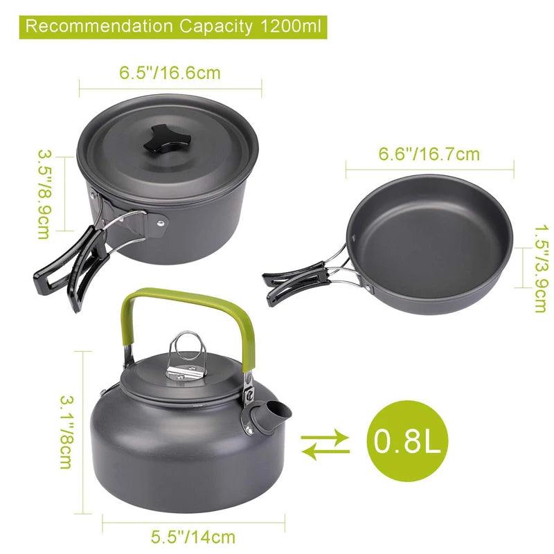 Camping cooking set Camping Gear Outdoor stove teapot Pan cup Accessories Portable Camping Equipment camper accessories kitchen - Outdoorsavage