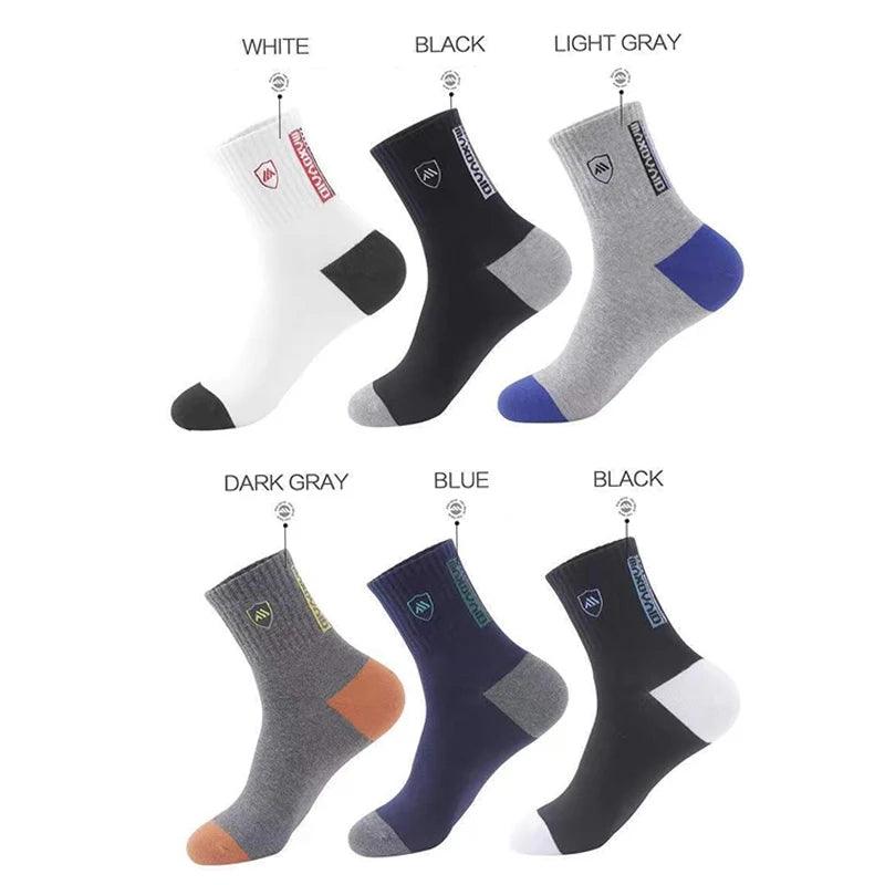 New Autumn And Spring Men's Sports Socks Casual Color Matching Thick Warm Breathable High Quality Socks 5 Pairs EU 38-43 - Outdoorsavage