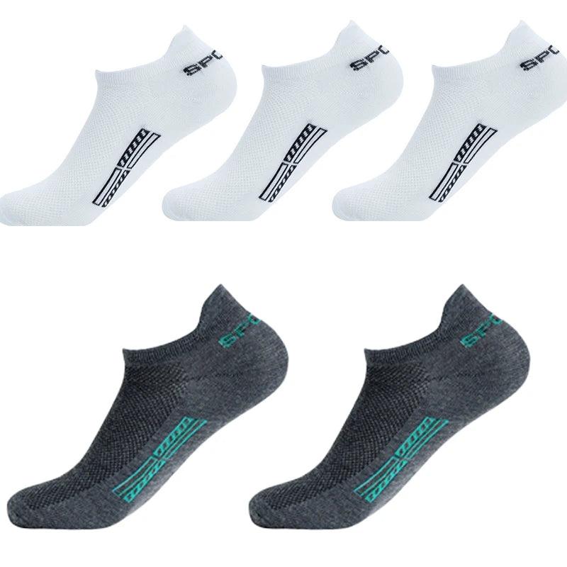 5 Pairs/Lot High Quality Men Ankle Socks Breathable Cotton Sports Mesh Casual Athletic Thin Cut Short Sokken Plus Size - Outdoorsavage