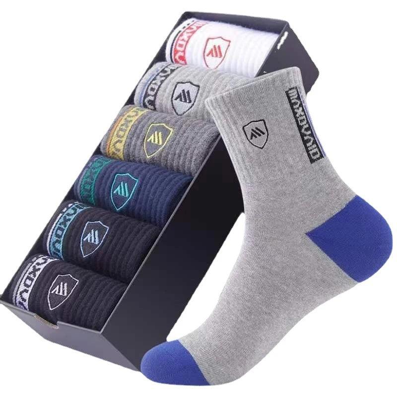 New Autumn And Spring Men's Sports Socks Casual Color Matching Thick Warm Breathable High Quality Socks 5 Pairs EU 38-43 - Outdoorsavage