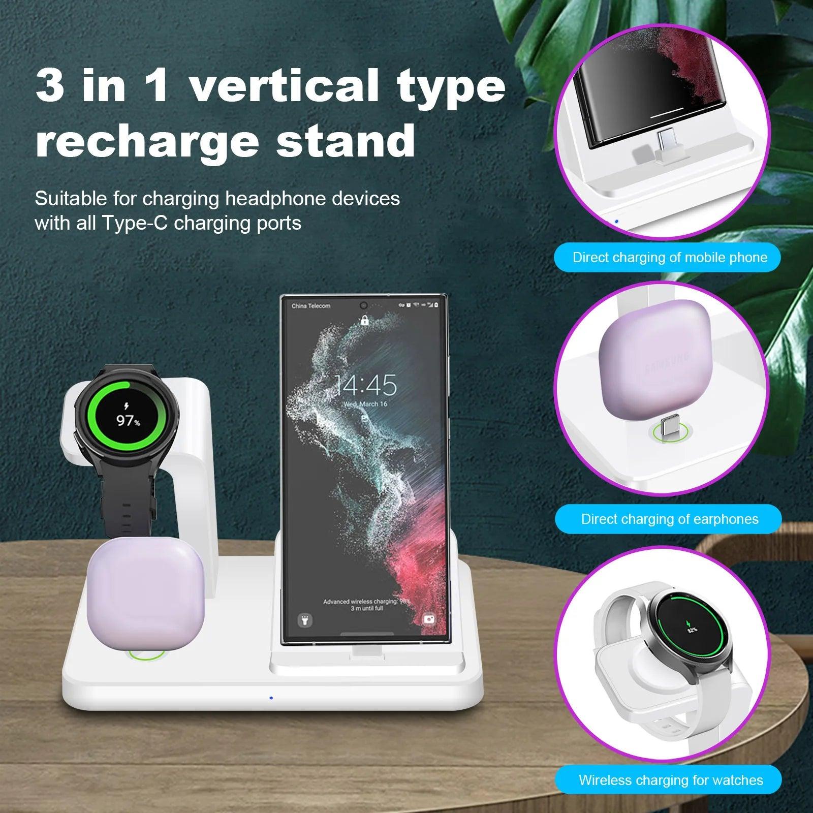 3 In 1 Wireless Charger Stand For Samsung S23 S22 Galaxy Watch 5 4 3 - Outdoorsavage