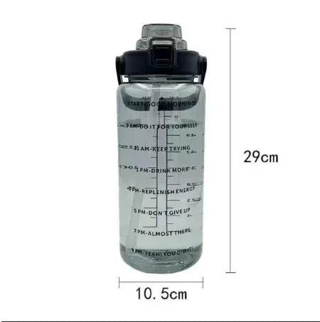 2L Portable Water Bottle Large Capacity Plastic Straw Water Cup Drink Bottle With Time Marker For Outdoor Sports Fitness - Outdoorsavage