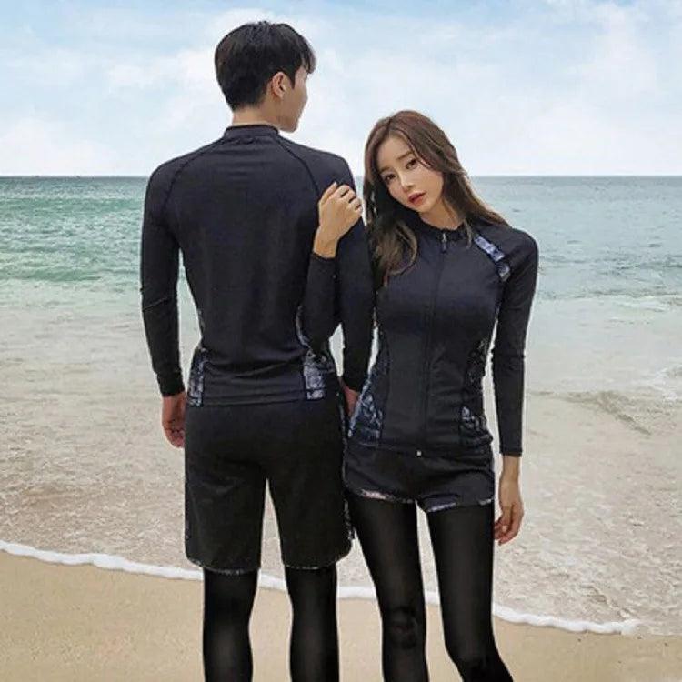 Lovers Split Wetsuit Diving Suit Long Sleeves Surf Suit Sunscreen Zipper Style Soft Swimsuit Wetsuits Scuba Diving Surfing Suit - Outdoorsavage