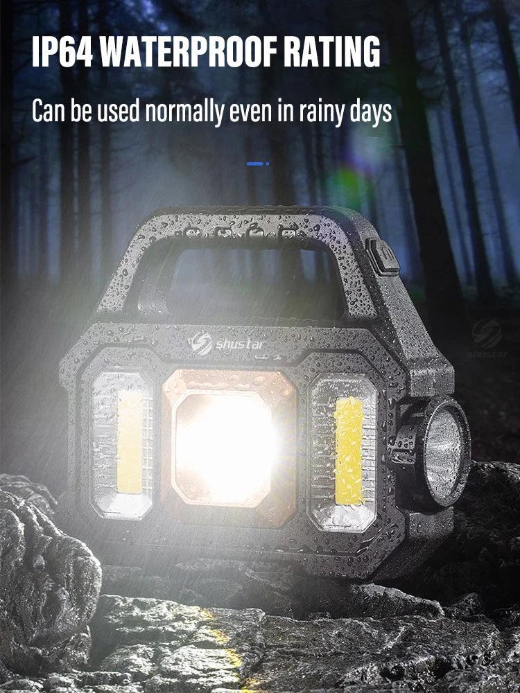 High Power Led Flashlights Rechargeable Camping Work Light Multi Functional Portable Light Solar Charging 6 Lighting Modes - Outdoorsavage