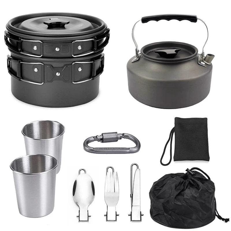 Camping cooking set Camping Gear Outdoor stove teapot Pan cup Accessories Portable Camping Equipment camper accessories kitchen - Outdoorsavage