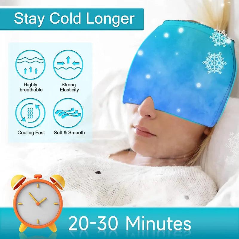 Form Fitting Gel Ice Headache Migraine Relief Hat Cold Compress Therapy Cap Ice Head Wrap Pack Mask for Tension Sinus Stress - Outdoorsavage