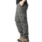 Large Pocket Loose Overalls Men's Outdoor Sports Jogging Tactical Pants Elastic Waist Pure Cotton Casual Work Pants - Outdoorsavage