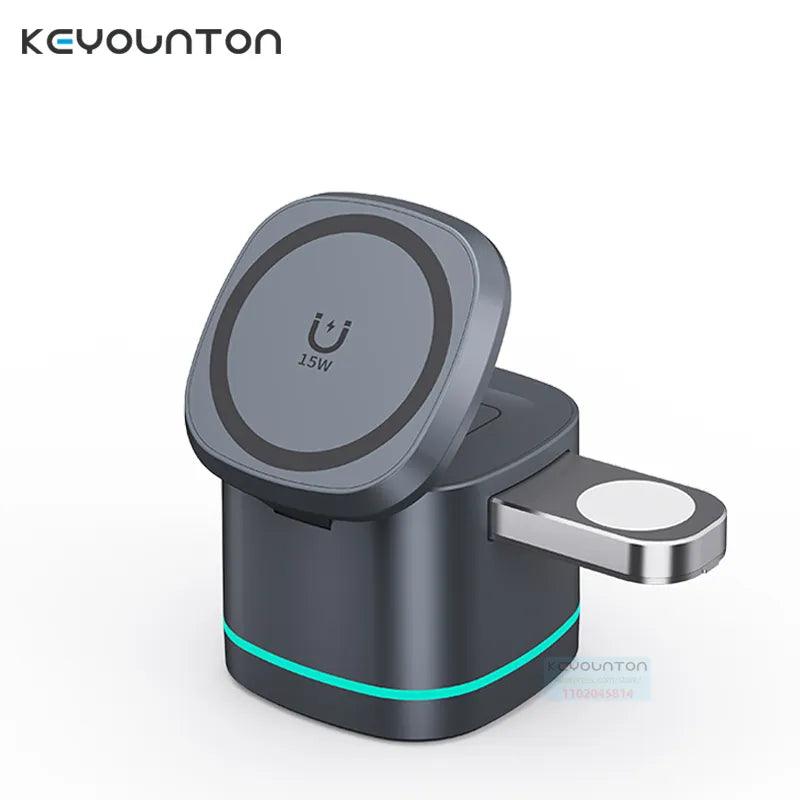 3 in 1 Transparent Magnetic 15W Wireless Charger Charger Stand For - Outdoorsavage