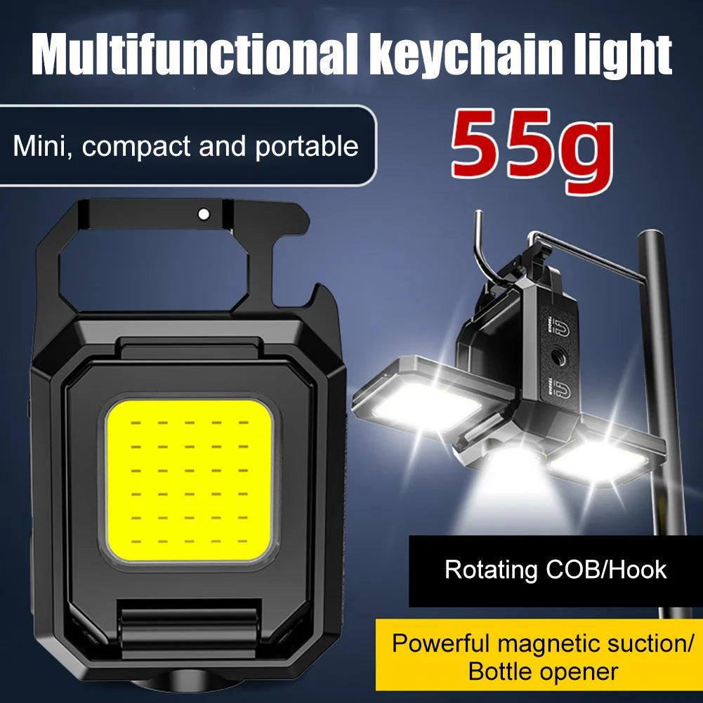 XPE Pocket Work Light 1000LM COB LED Mini Keychain Light USB Rechargeable Flashlight IPX4 Waterproof for Outdoor Camping Hiking - Outdoorsavage