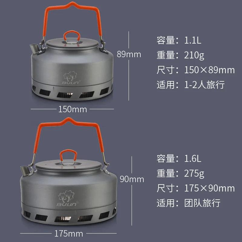 Outdoor Camping Portable Kettle 1.1L 1.6L Save Energy Collector Heat - Outdoorsavage