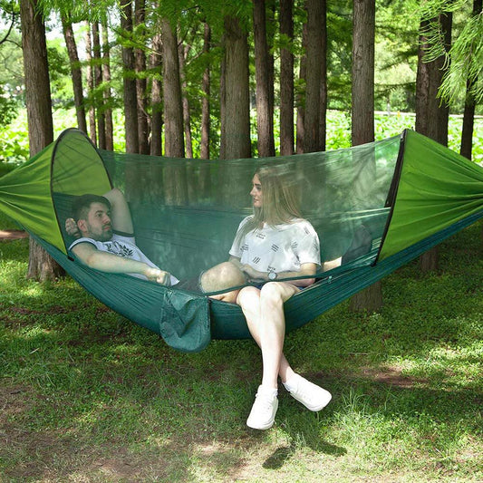 Outdoor Camping Hammocks with Mosquito Net 1-2 Person Portable Travel Camping Fabric Hanging Swing Hammocks Bed Garden Furniture - Outdoorsavage