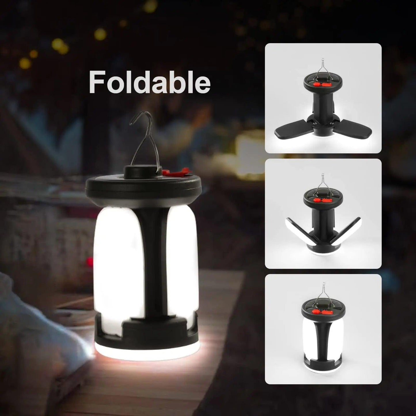 High Power Solar LED Camping Lantern Rechargeable 4500mAh 1000LM Emergency Power Bank Foldable 6 Light Modes for Camping Fishing - Outdoorsavage