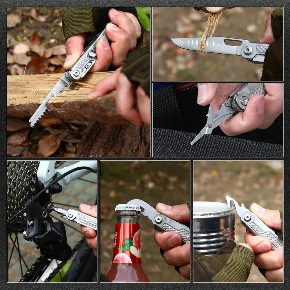 SWISS TECH 11 In 1 Mini Multitool Folding Knife EDC Outdoor Pocket Portable Knife Outdoor Camping Survival Equipment - Outdoorsavage