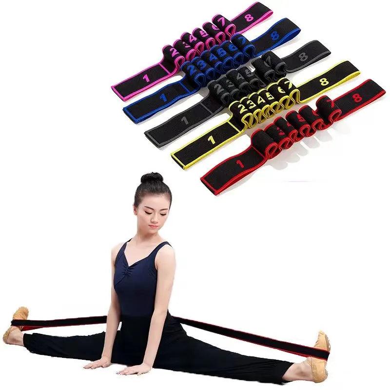 8 Section Style Dance Yoga Stretching Belt Yoga Pilates Fitness Tension Belt Digital Stretching Elasticity - Outdoorsavage