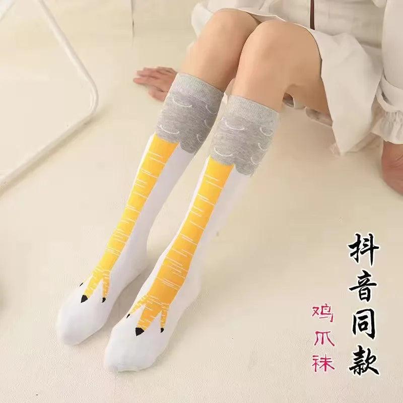 Funny Chicken Paw Stocking Over-knee Pressure Thin Leg Long Stockings Women Spring Autumn Winter Middle High School Girls Socks - Outdoorsavage