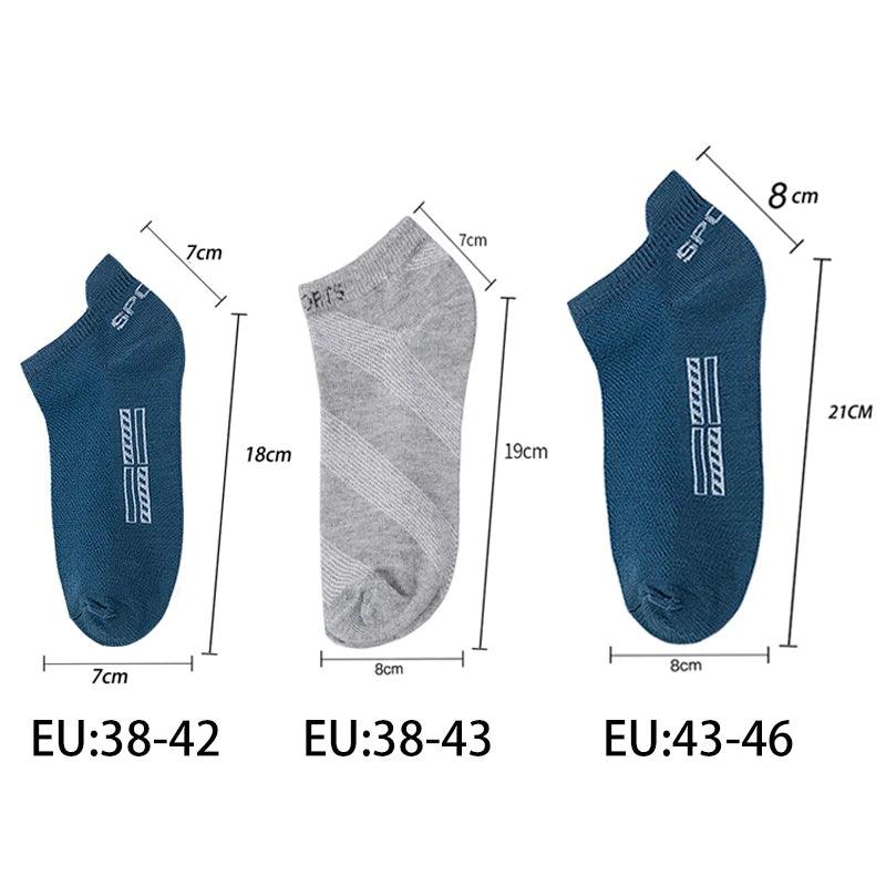 5 Pairs/Lot High Quality Men Ankle Socks Breathable Cotton Sports Mesh Casual Athletic Thin Cut Short Sokken Plus Size - Outdoorsavage