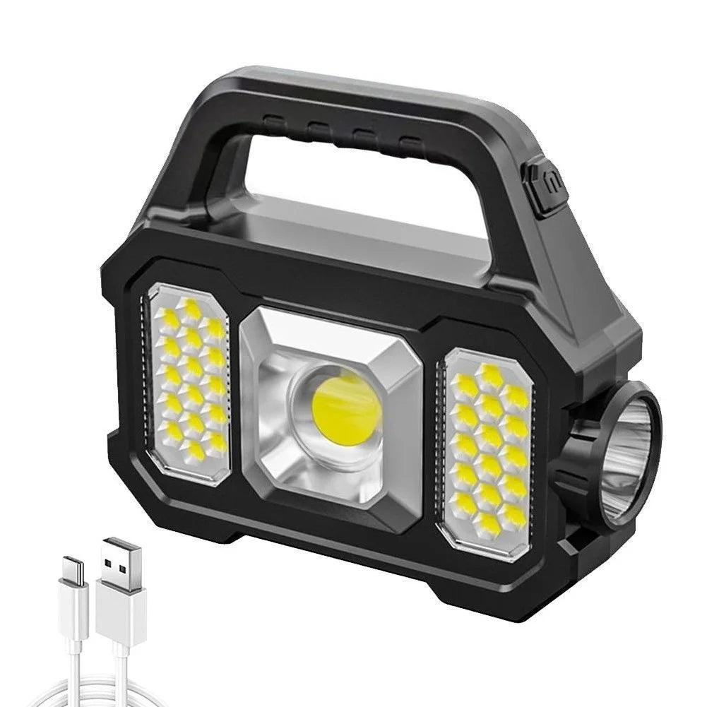 500LM USB Rechargeable Flashlight Waterproof 6 Gear COB/LED Torch Light Portable Powerful Lantern Solar Light for Camping Hiking - Outdoorsavage