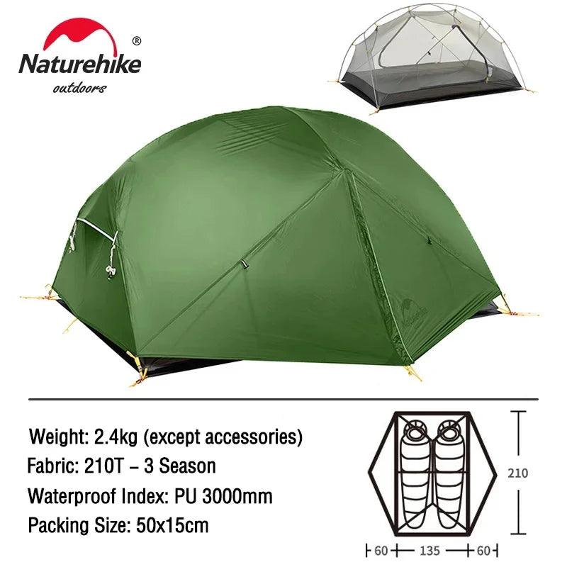 Naturehike Camping Tent 2 Person Mongar Ultralight Tent Outdoor Travel Tent Double Layer Waterproof Tent 3 Season Portable Tent - Outdoorsavage