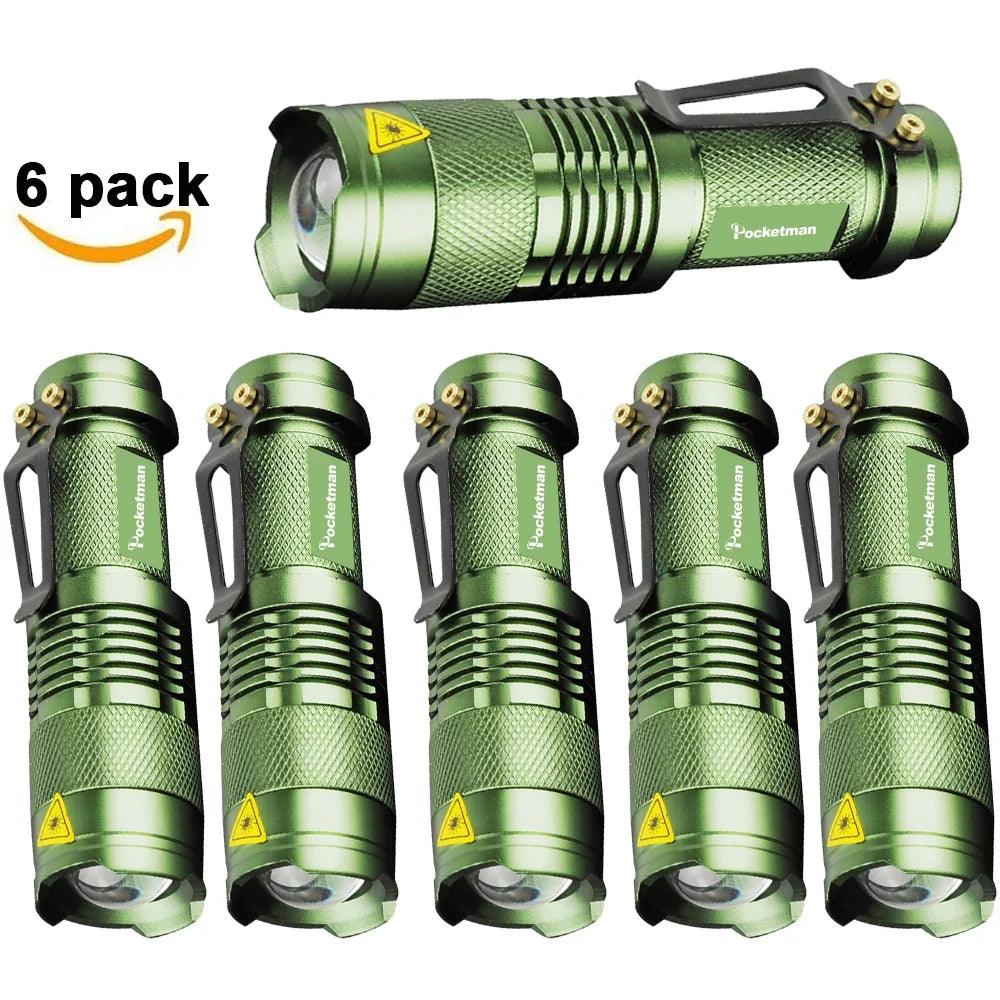 Powerful Tactical Flashlights Portable LED Camping Lamps 3 Modes Zoomable Torch Light Lanterns Self Defense 6pcs/Lot z50 - Outdoorsavage