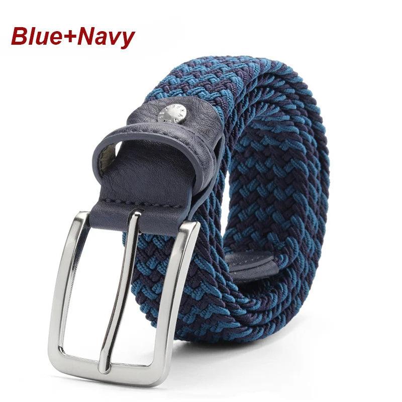 Stretch Canvas Leather Belts for Men Female Casual Knitted Woven Military Tactical Strap Male Elastic Belt for Pants Jeans - Outdoorsavage