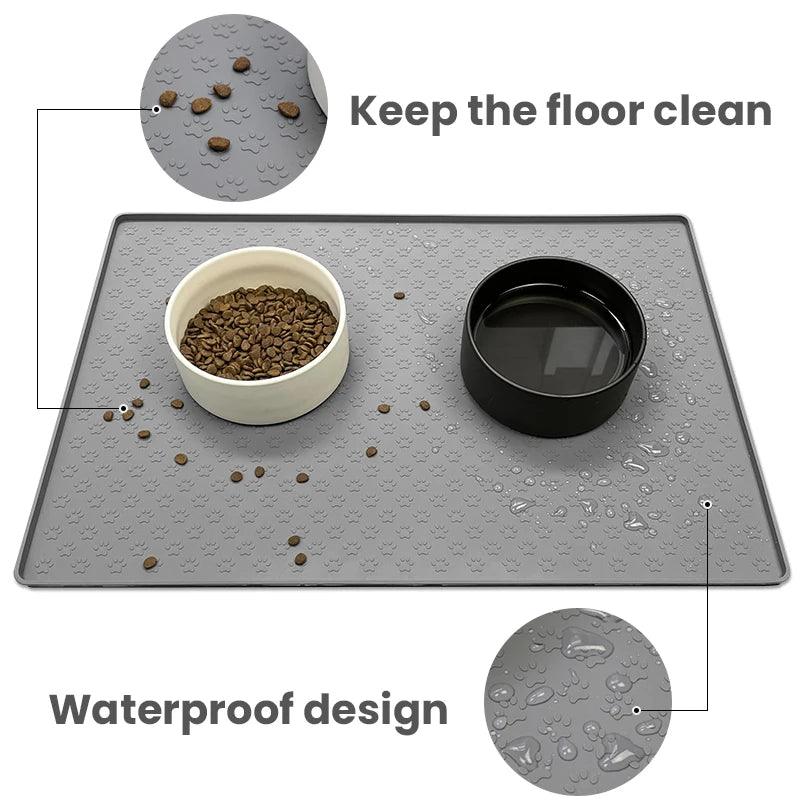 Pet Placemat Dog Food bowl Mat Cat Feed Mat Cat Dog Drinking Feeding Placemat Silicone Waterproof Pet Bowl Pad Feeder Mats - Outdoorsavage