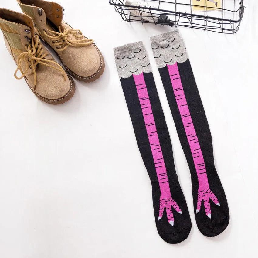 Funny Chicken Paw Stocking Over-knee Pressure Thin Leg Long Stockings Women Spring Autumn Winter Middle High School Girls Socks - Outdoorsavage