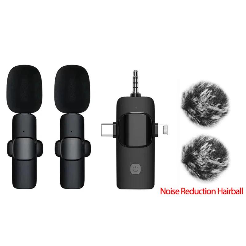 3 In 1 Wireless Lavalier Microphone for iPhone Android 3.5mm for radio Live Recording Noise Reduction Mini Microph GAMINJA - Outdoorsavage