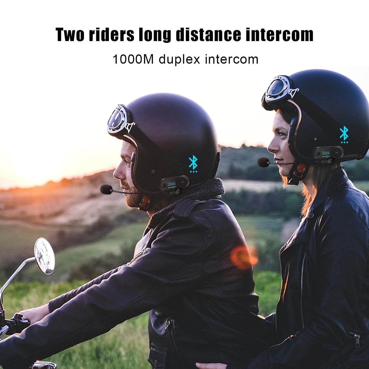 Freedconn Motorcycle Intercom Wireless Bluetooth Helmet Headset Moto Helmets Communication System 1000m Interphone Headsets - Outdoorsavage