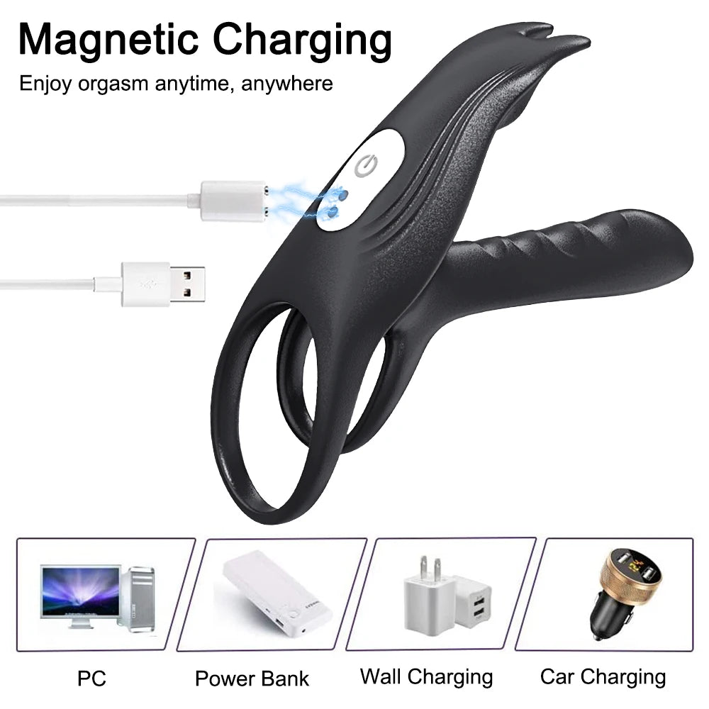 Couple Vibrator with Dual Motor – Penis Ring for Men & Partner Pleasure