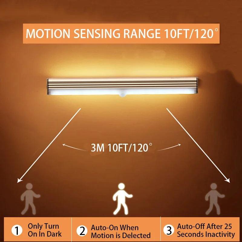 Night Light Motion Sensor Light Wireless LED TYPE-C Rechargeable Lamp Cabinet Wardrobe Lamp Staircase Backlight For Kitchen LED - Outdoorsavage