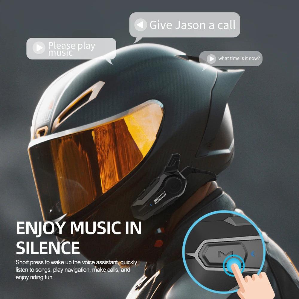 1/2Pcs Bluetooth Motorcycle Helmet Intercom Headset for 2 Rider intercomunicador Moto Wireless Interphone Noice Reduction - Outdoorsavage