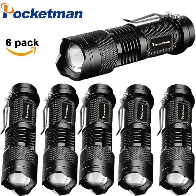 Powerful Tactical Flashlights Portable LED Camping Lamps 3 Modes Zoomable Torch Light Lanterns Self Defense 6pcs/Lot z50 - Outdoorsavage