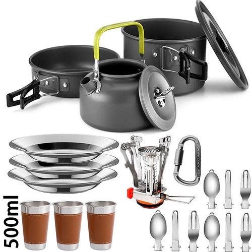 Outdoor camping cooking set outdoor water boiling and vegetable frying - Outdoorsavage