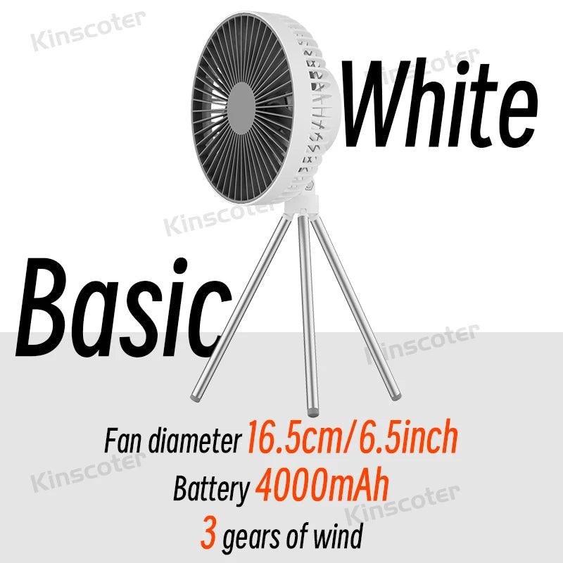 10000mAh 4000mAh Camping Fan Rechargeable Desktop Portable Circulator Wireless Ceiling Electric Fan with Power Bank LED Lighting - Outdoorsavage