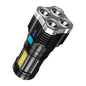 USB Rechargeable LED Flashlight 4LED High Power Super Bright Flashlights Outdoor Portable Tactical Lighting COB LED Flashlights - Outdoorsavage