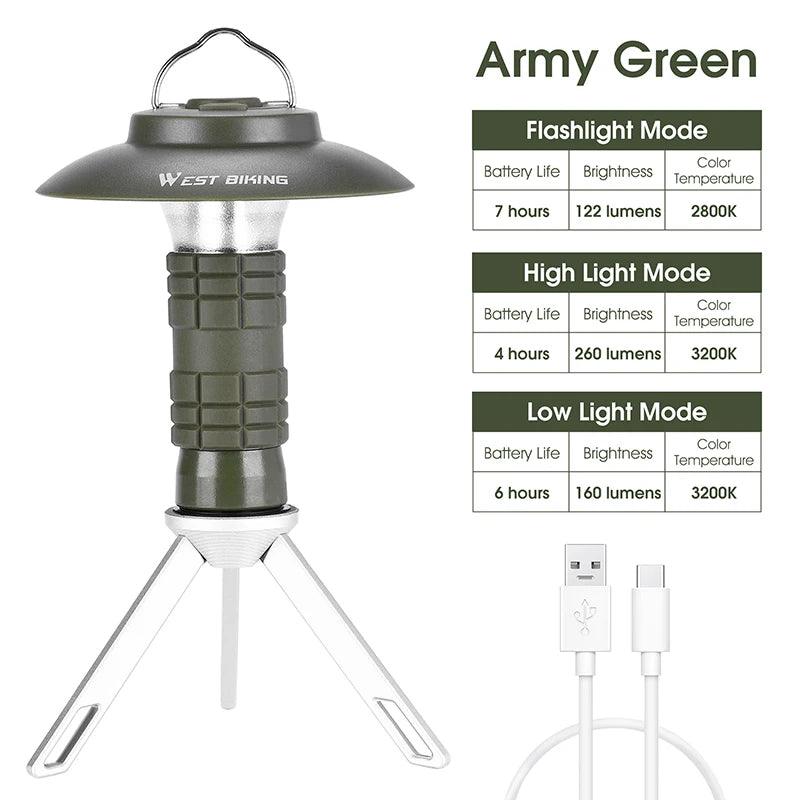 WEST BIKING Portable Camping Light with Magnetic USB Rechargeable Camping Lantern Outdoor Led Flashlight Tent Camp Supplies - Outdoorsavage